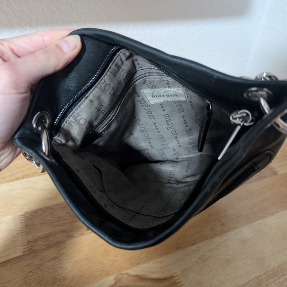 margot Black Pebbled Slouchy Double Strap Bag - Picture 6 of 7